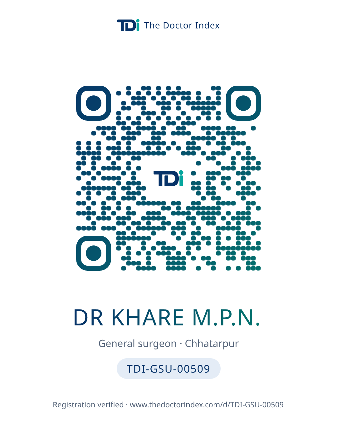QR card for Dr Khare M.P.N., TDI-GSU-00509