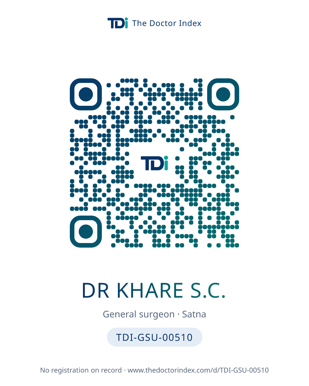 QR card for Dr Khare S.C., TDI-GSU-00510