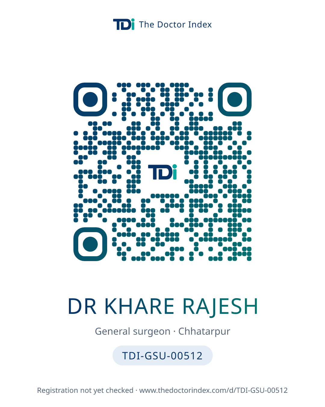 QR card for Dr Khare Rajesh, TDI-GSU-00512