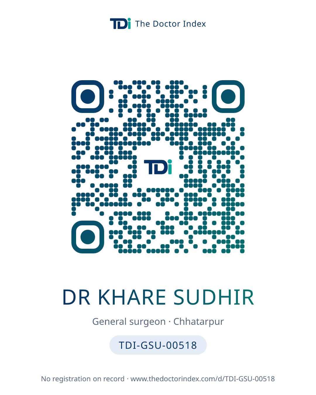 QR card for Dr Khare Sudhir, TDI-GSU-00518