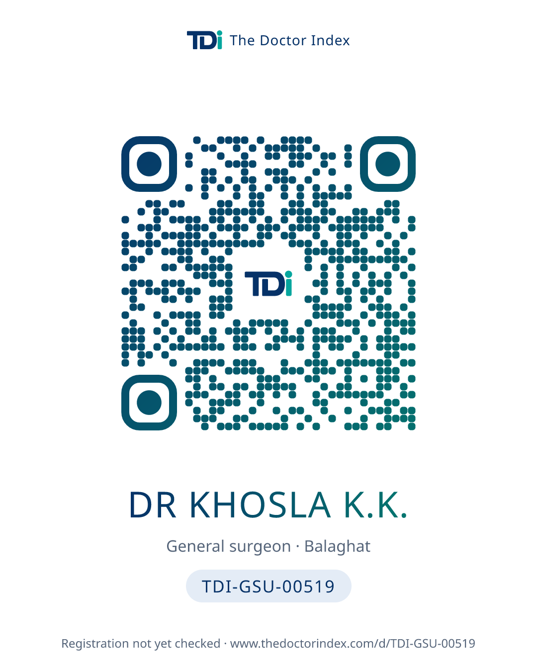 QR card for Dr Khosla K.K., TDI-GSU-00519