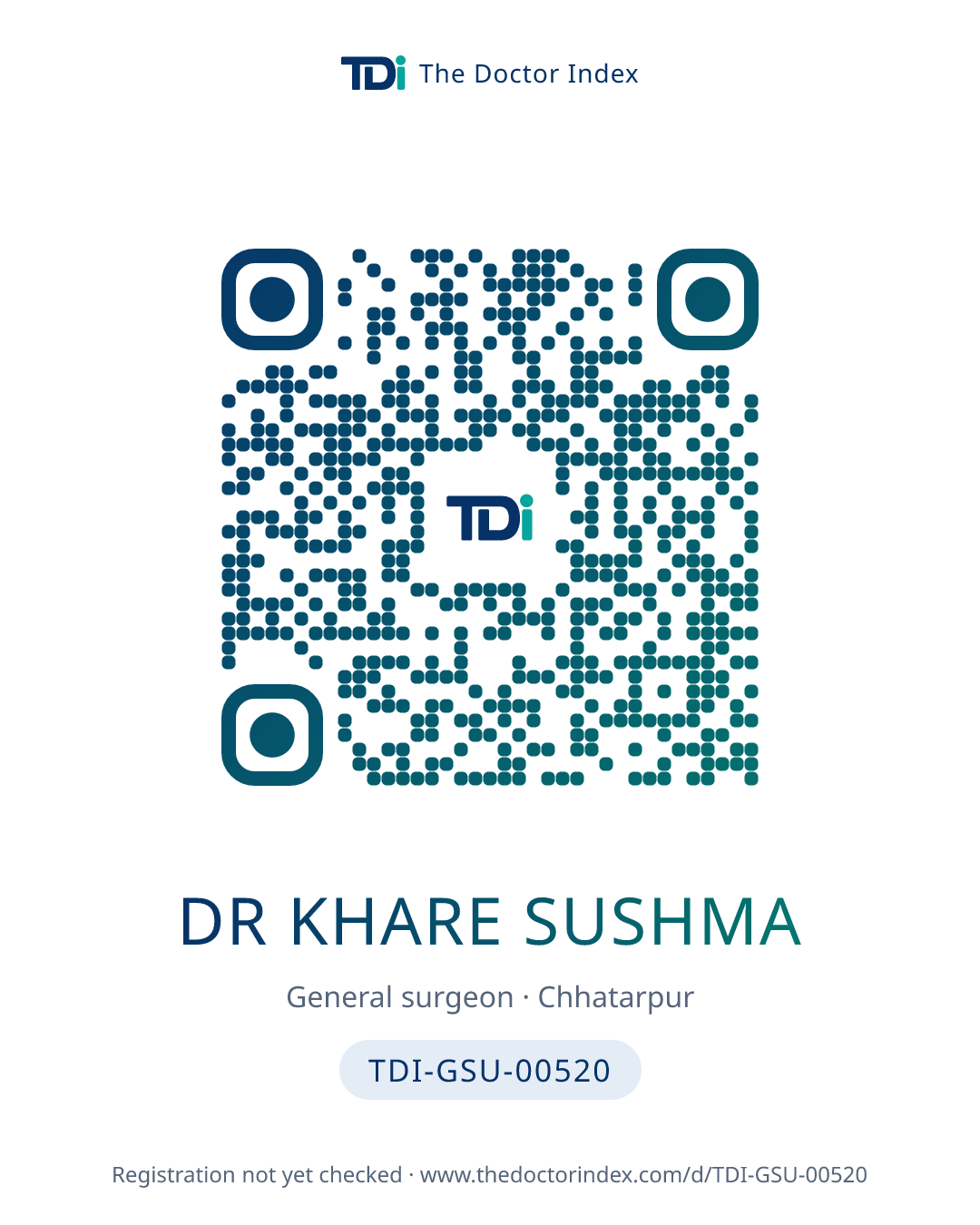 QR card for Dr Khare Sushma, TDI-GSU-00520