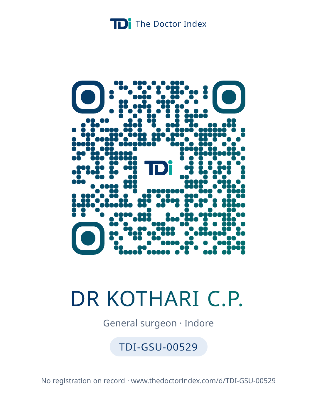 QR card for Dr Kothari C.P., TDI-GSU-00529