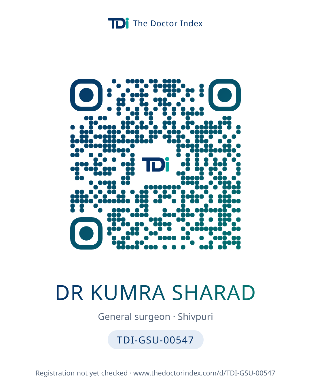 QR card for Dr Kumra Sharad, TDI-GSU-00547