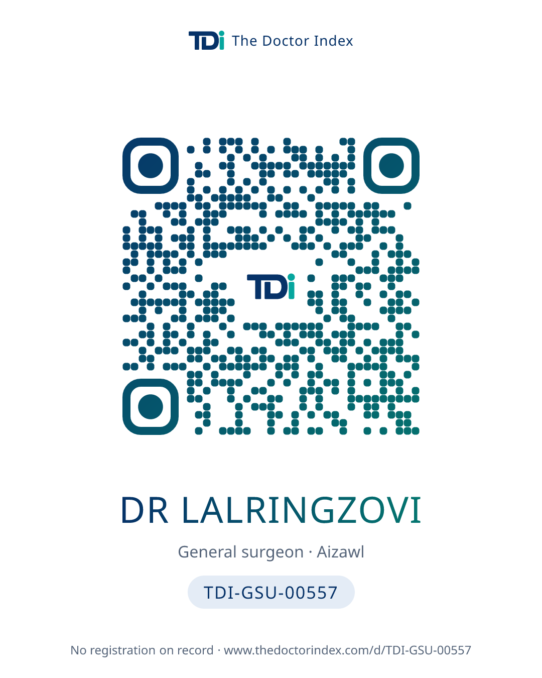 QR card for Dr Lalringzovi, TDI-GSU-00557