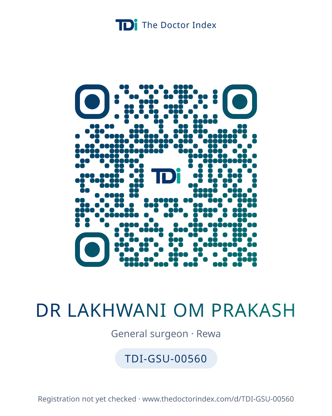QR card for Dr Lakhwani Om Prakash, TDI-GSU-00560