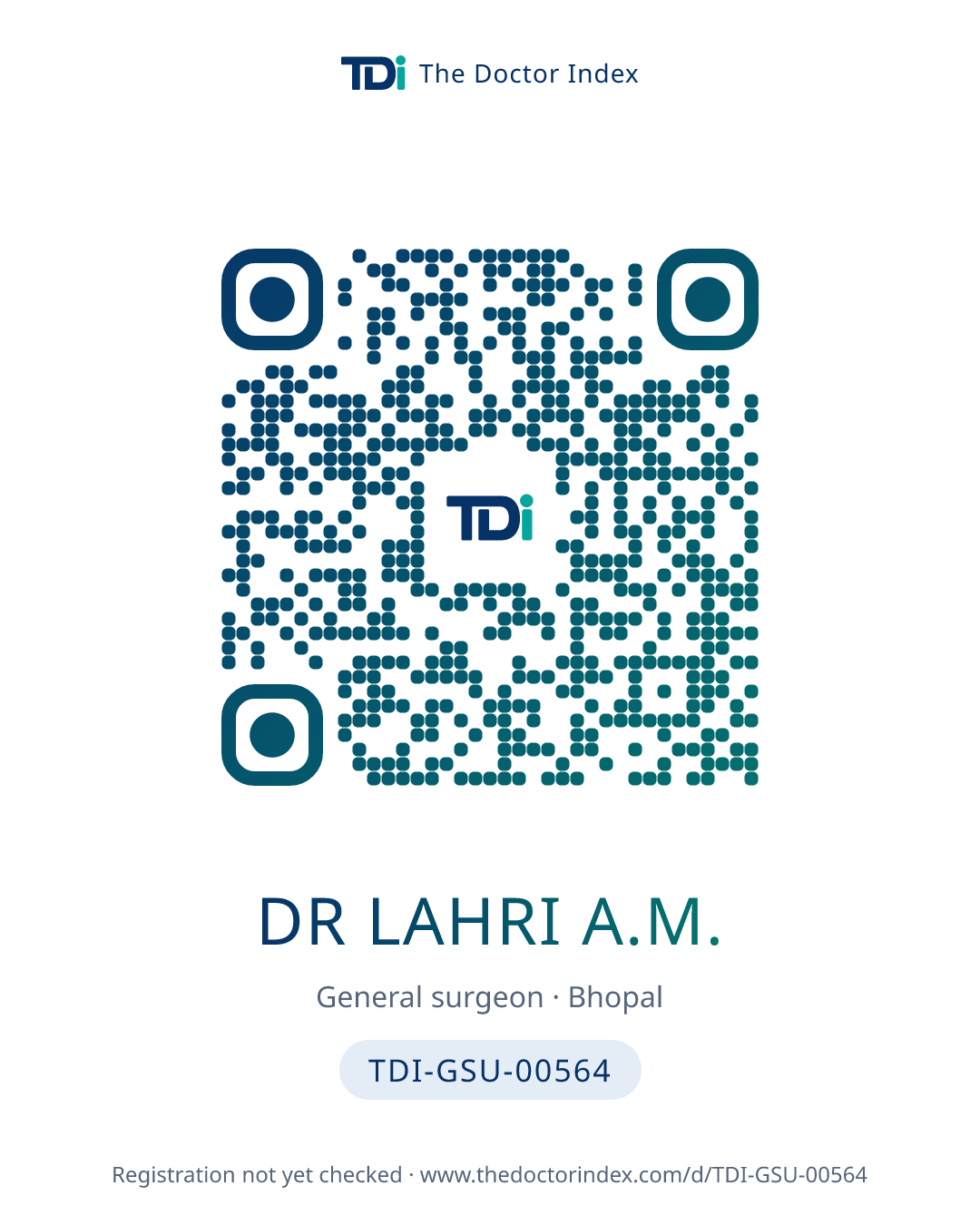 QR card for Dr Lahri A.M., TDI-GSU-00564