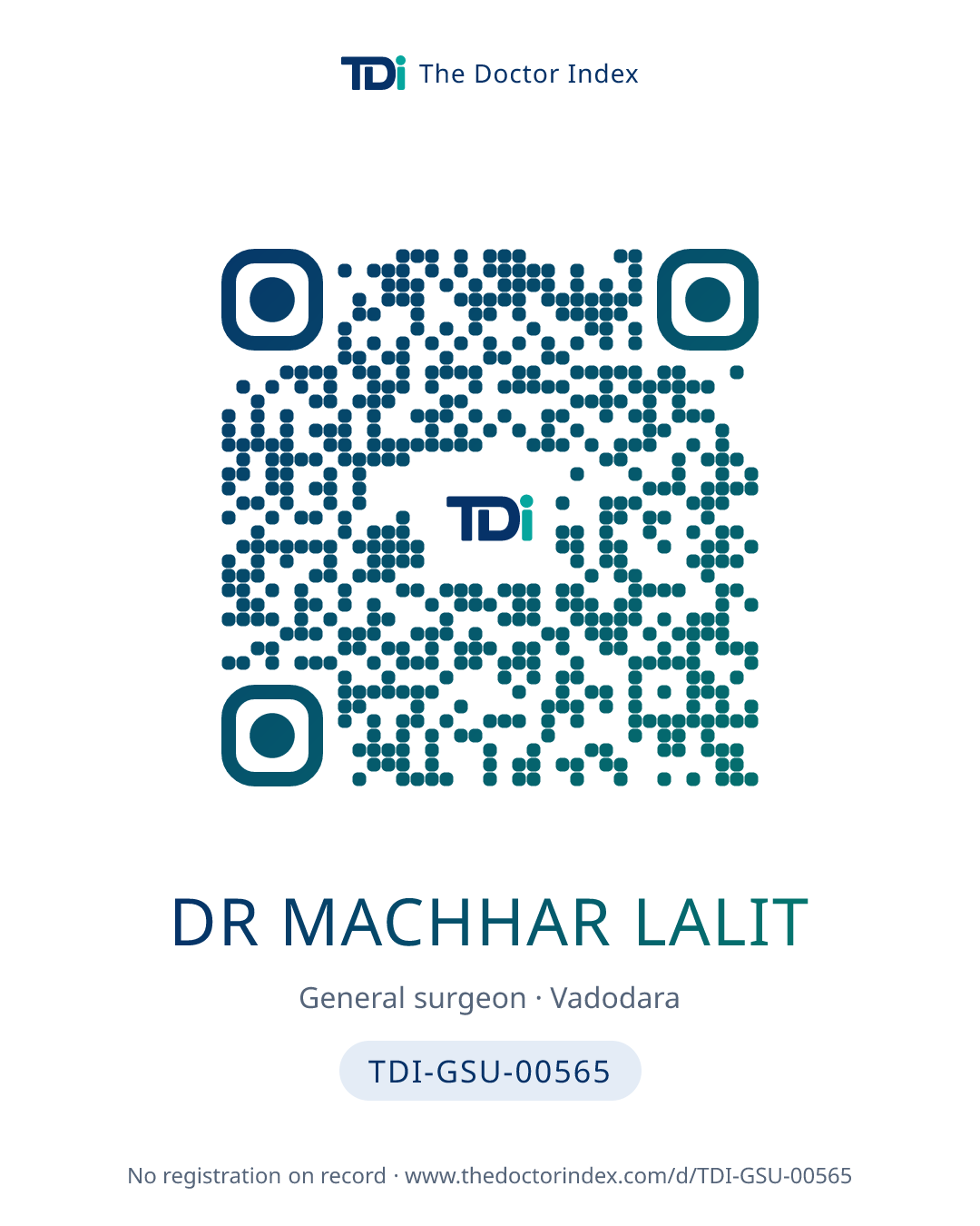 QR card for Dr Machhar Lalit, TDI-GSU-00565