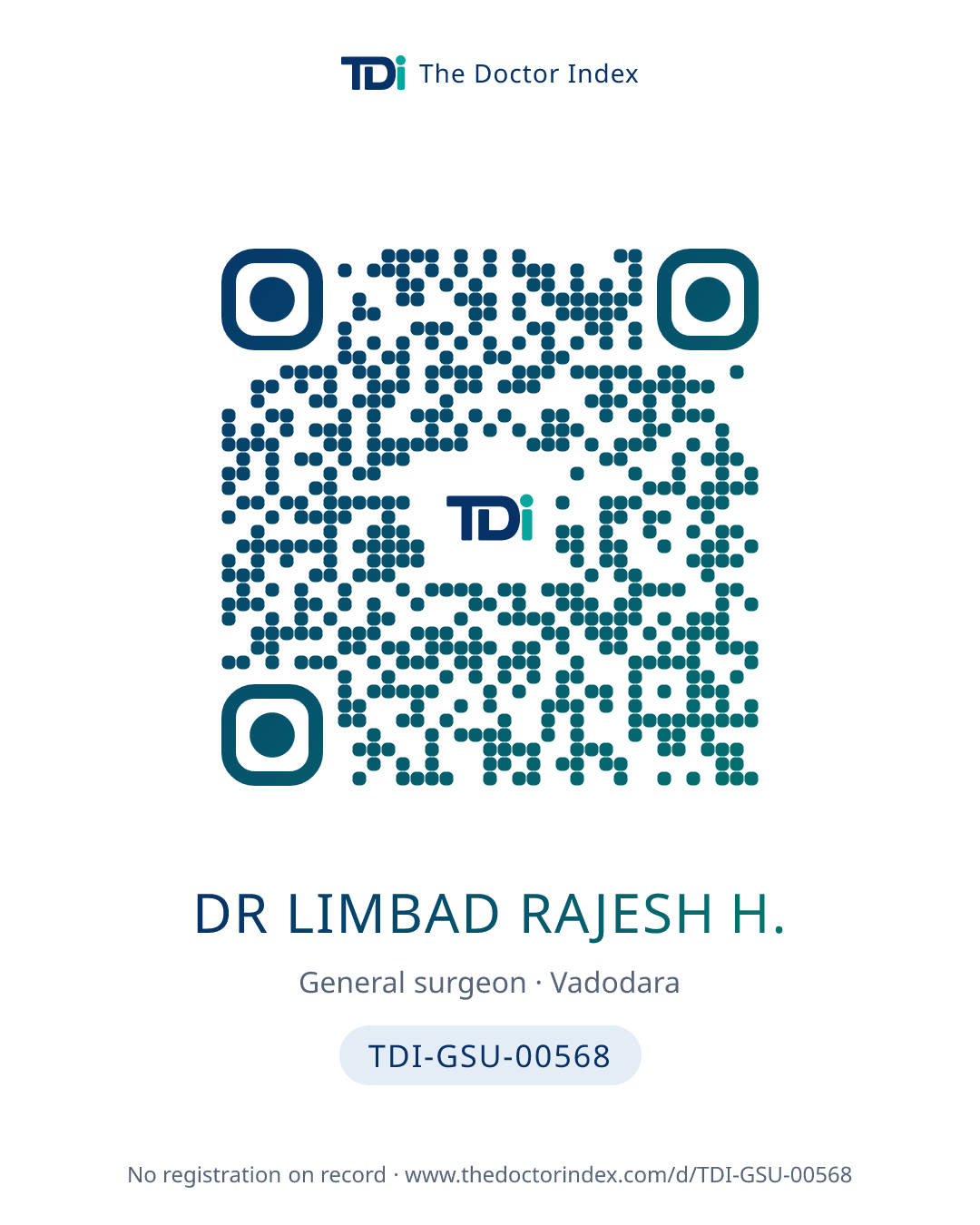 QR card for Dr Limbad Rajesh H., TDI-GSU-00568