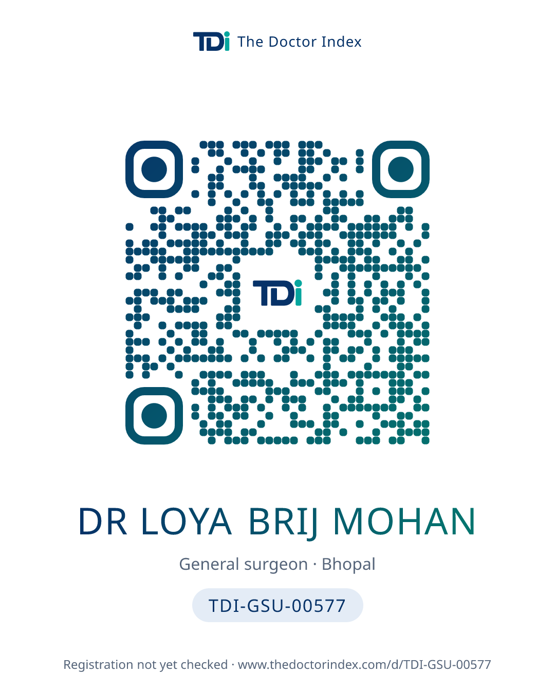QR card for Dr Loya Brij Mohan, TDI-GSU-00577