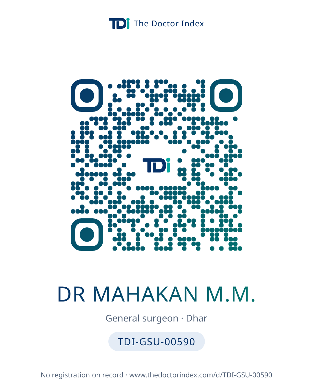 QR card for Dr Mahakan M.M., TDI-GSU-00590