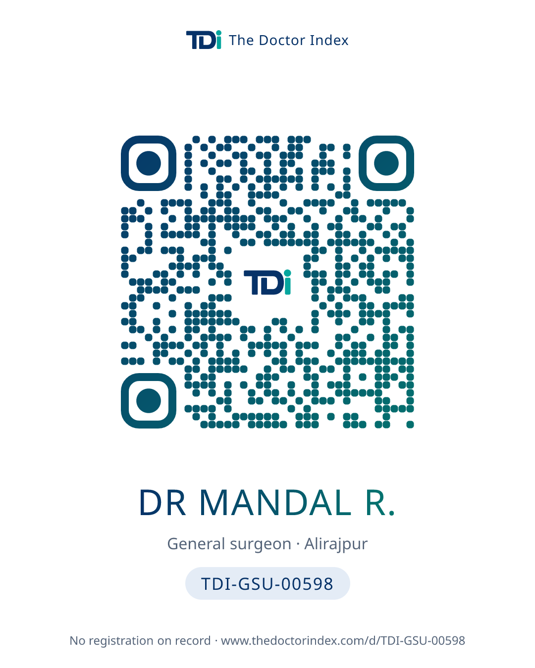 QR card for Dr Mandal R., TDI-GSU-00598