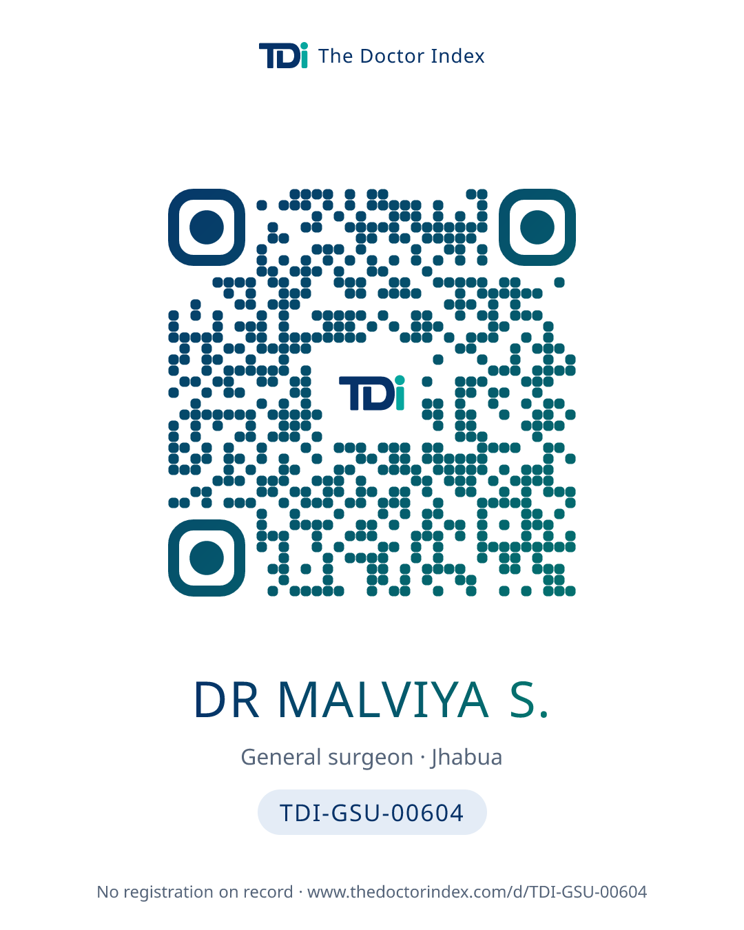QR card for Dr Malviya S., TDI-GSU-00604