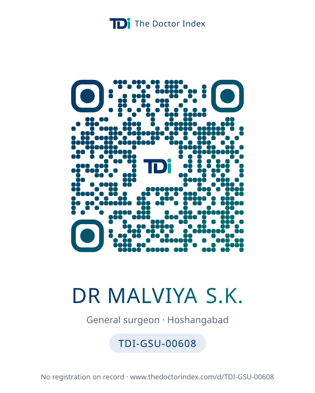 QR card for Dr Malviya S.K., TDI-GSU-00608