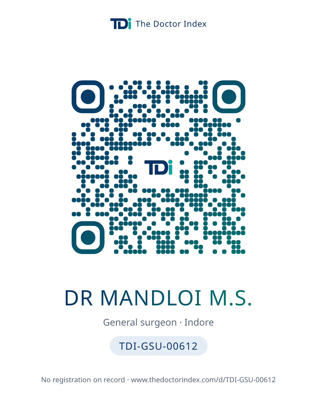 QR card for Dr Mandloi M.S., TDI-GSU-00612