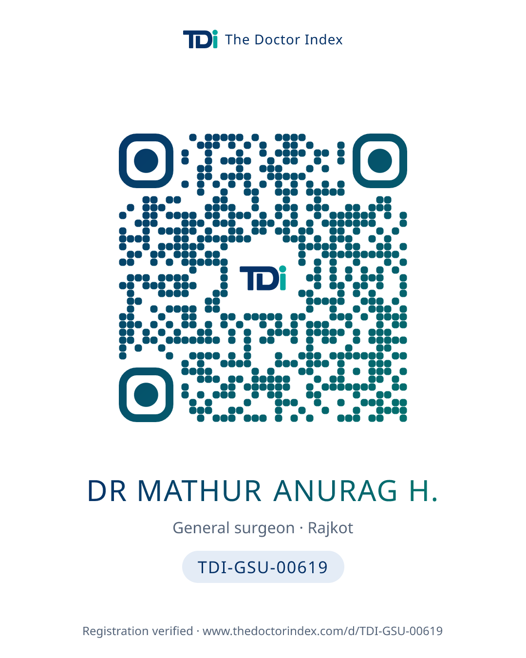 QR card for Dr Mathur Anurag H., TDI-GSU-00619