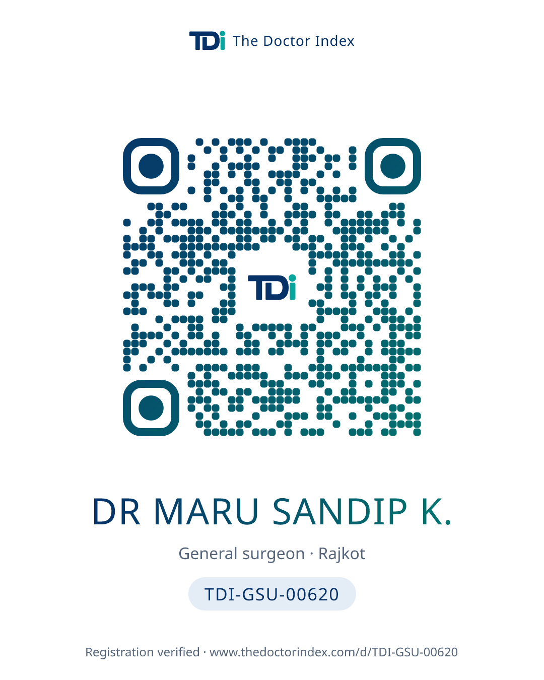 QR card for Dr Maru Sandip K., TDI-GSU-00620