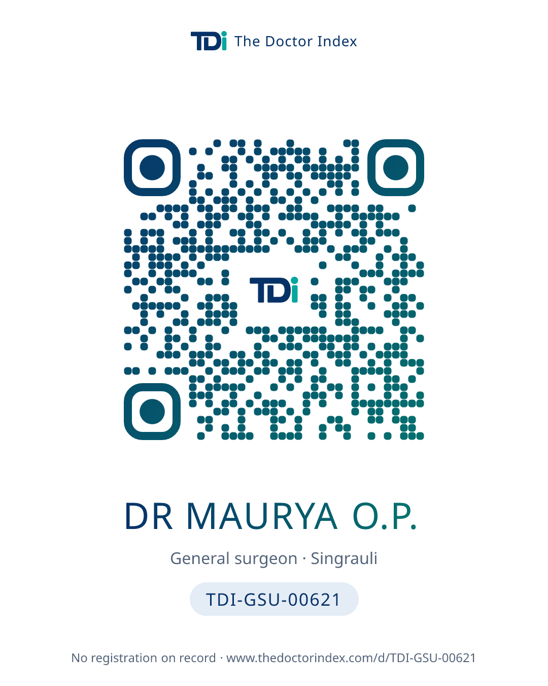 QR card for Dr Maurya O.P., TDI-GSU-00621