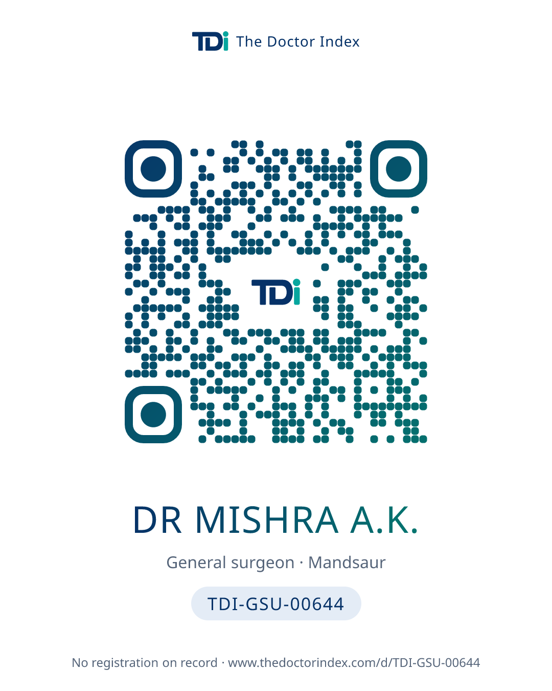 QR card for Dr Mishra A.K., TDI-GSU-00644