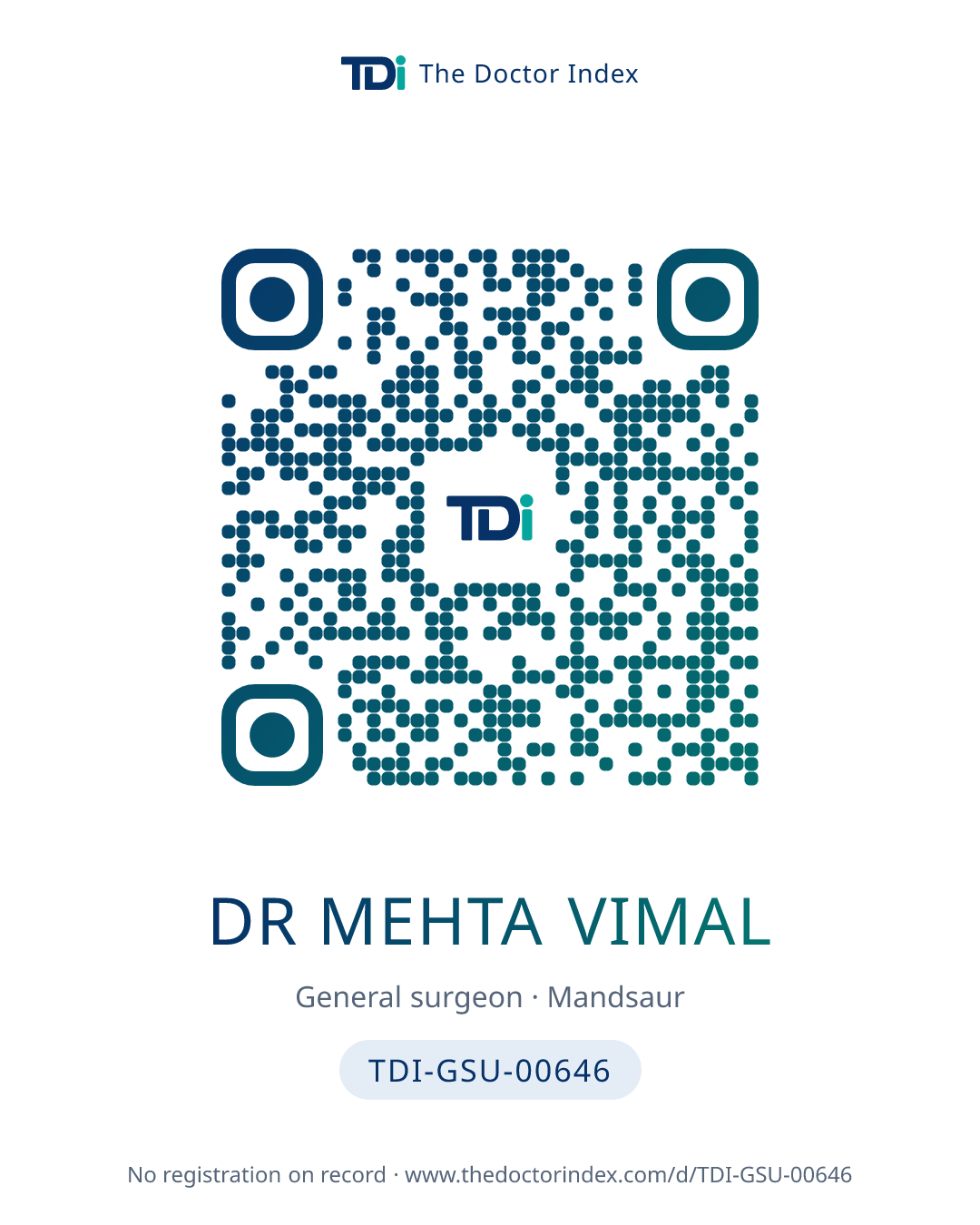 QR card for Dr Mehta Vimal, TDI-GSU-00646