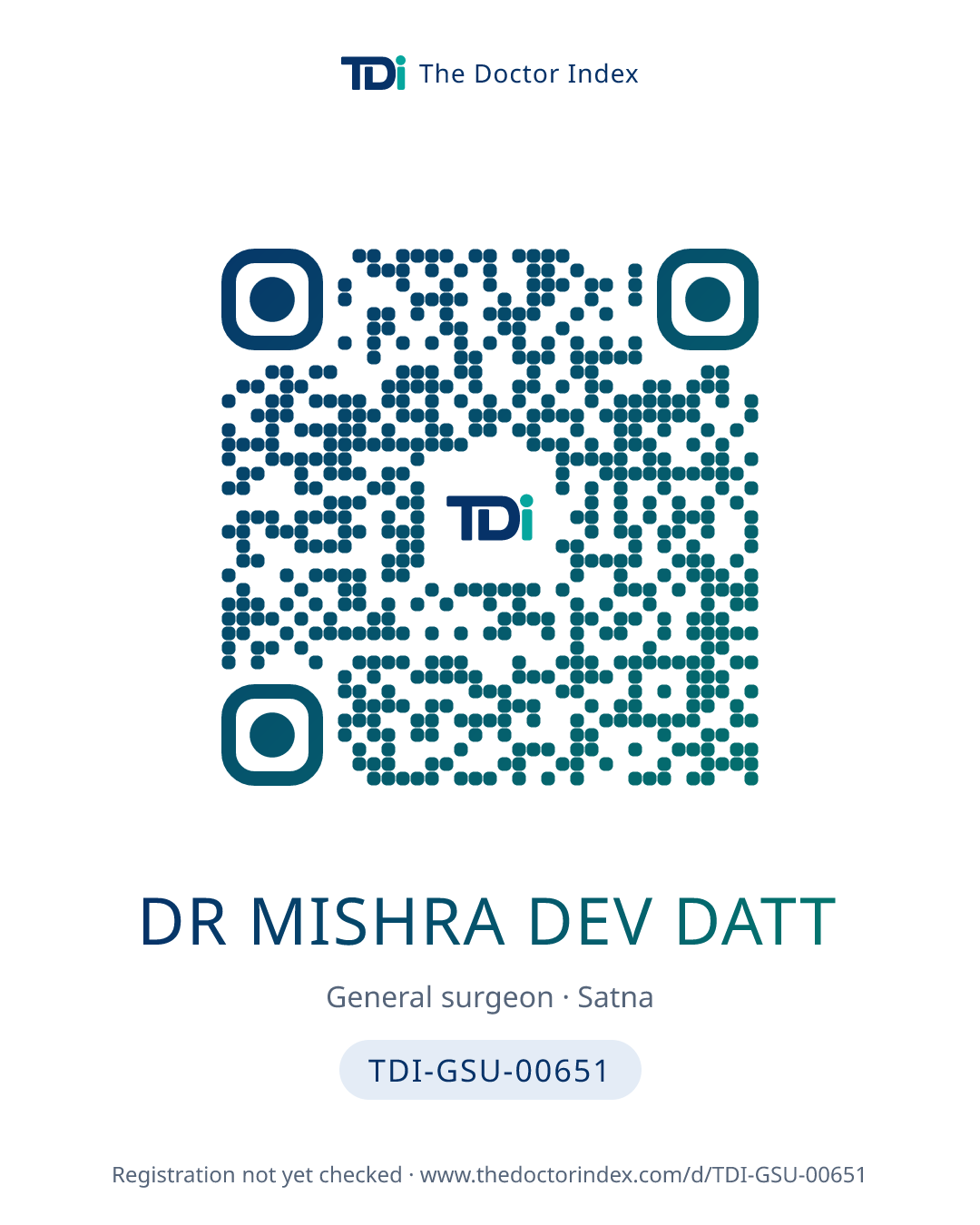 QR card for Dr Mishra Dev Datt, TDI-GSU-00651