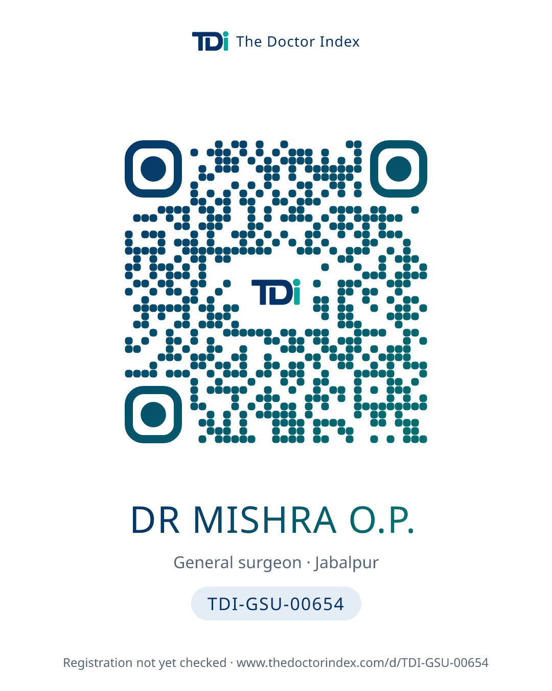 QR card for Dr Mishra O.P., TDI-GSU-00654