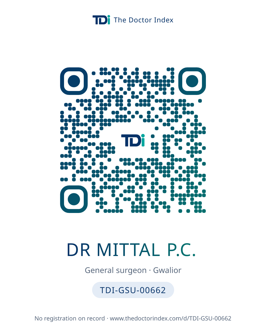 QR card for Dr Mittal P.C., TDI-GSU-00662
