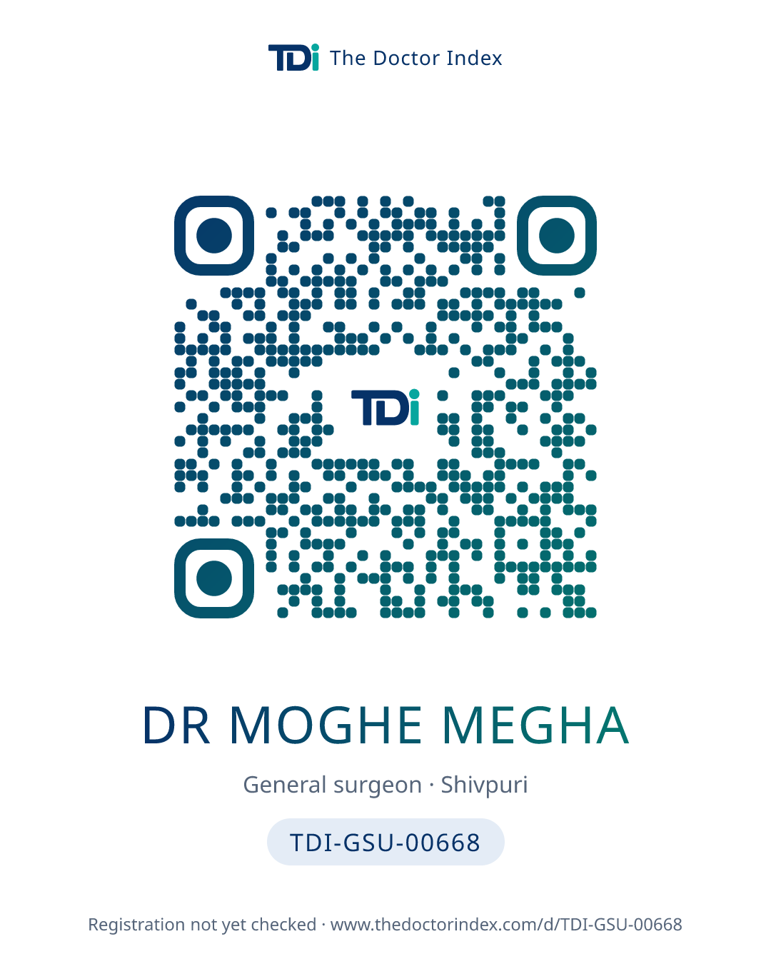 QR card for Dr Moghe Megha, TDI-GSU-00668