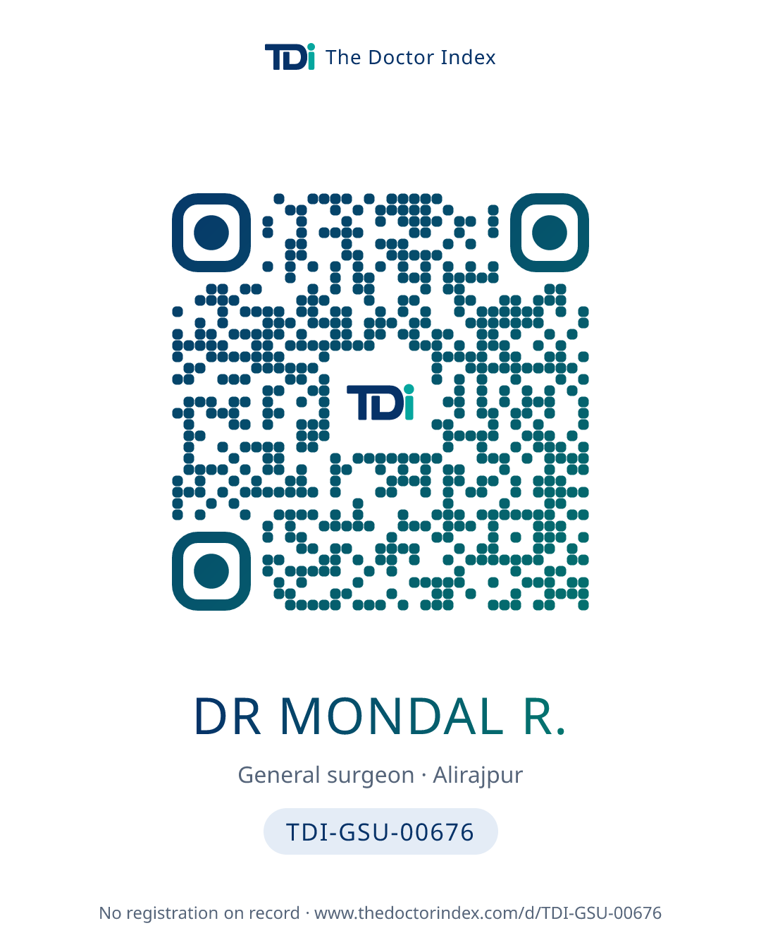 QR card for Dr Mondal R., TDI-GSU-00676