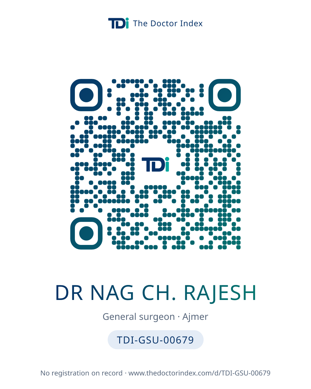 QR card for Dr Nag Ch. Rajesh, TDI-GSU-00679