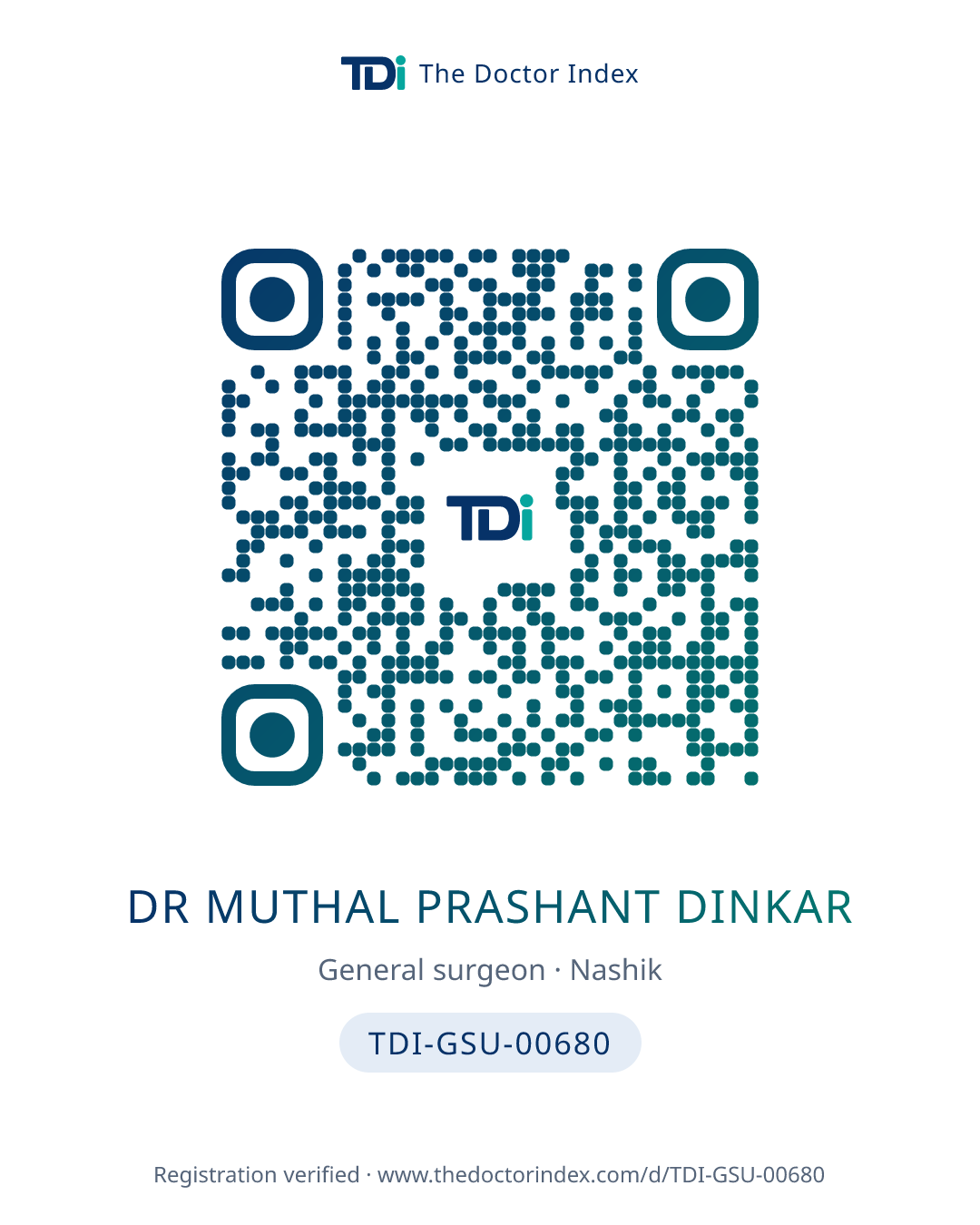 QR card for Dr Muthal Prashant Dinkar, TDI-GSU-00680