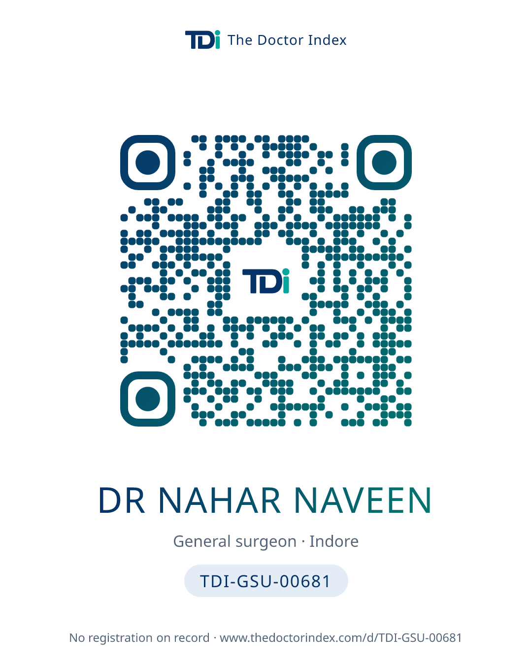 QR card for Dr Nahar Naveen, TDI-GSU-00681