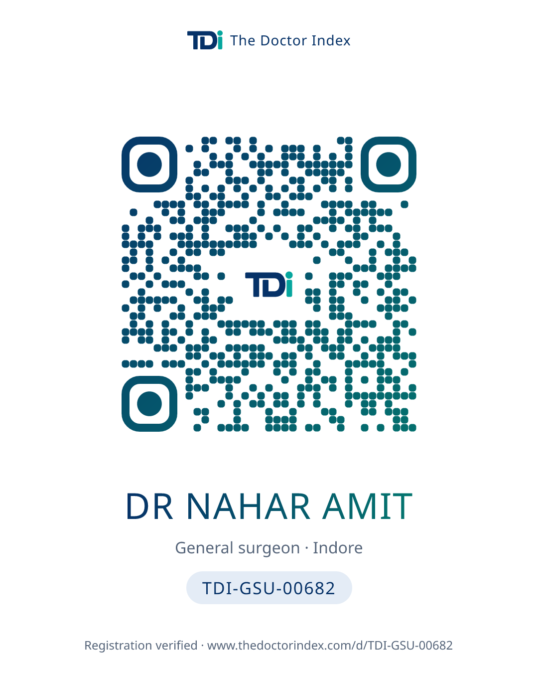 QR card for Dr Nahar Amit, TDI-GSU-00682