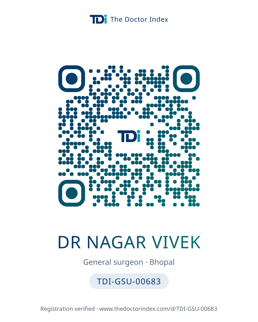 QR card for Dr Nagar Vivek, TDI-GSU-00683