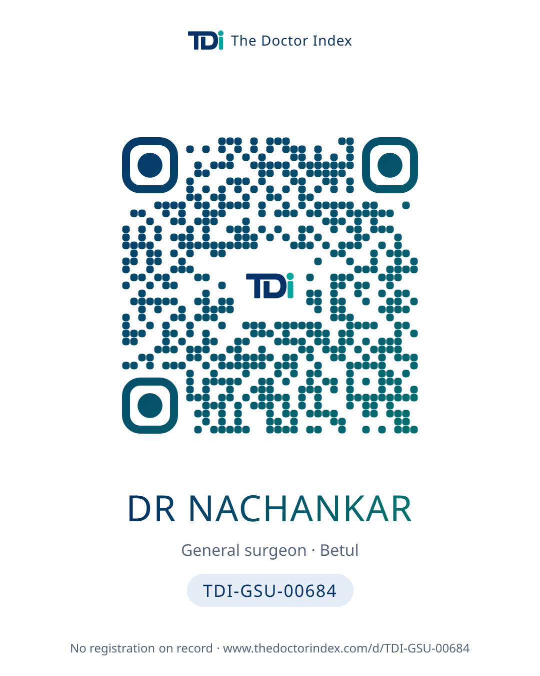 QR card for Dr Nachankar, TDI-GSU-00684