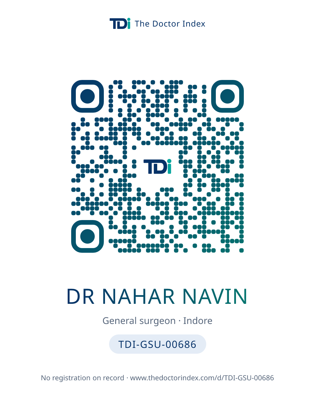 QR card for Dr Nahar Navin, TDI-GSU-00686