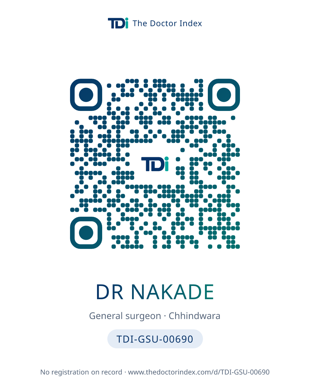 QR card for Dr Nakade, TDI-GSU-00690