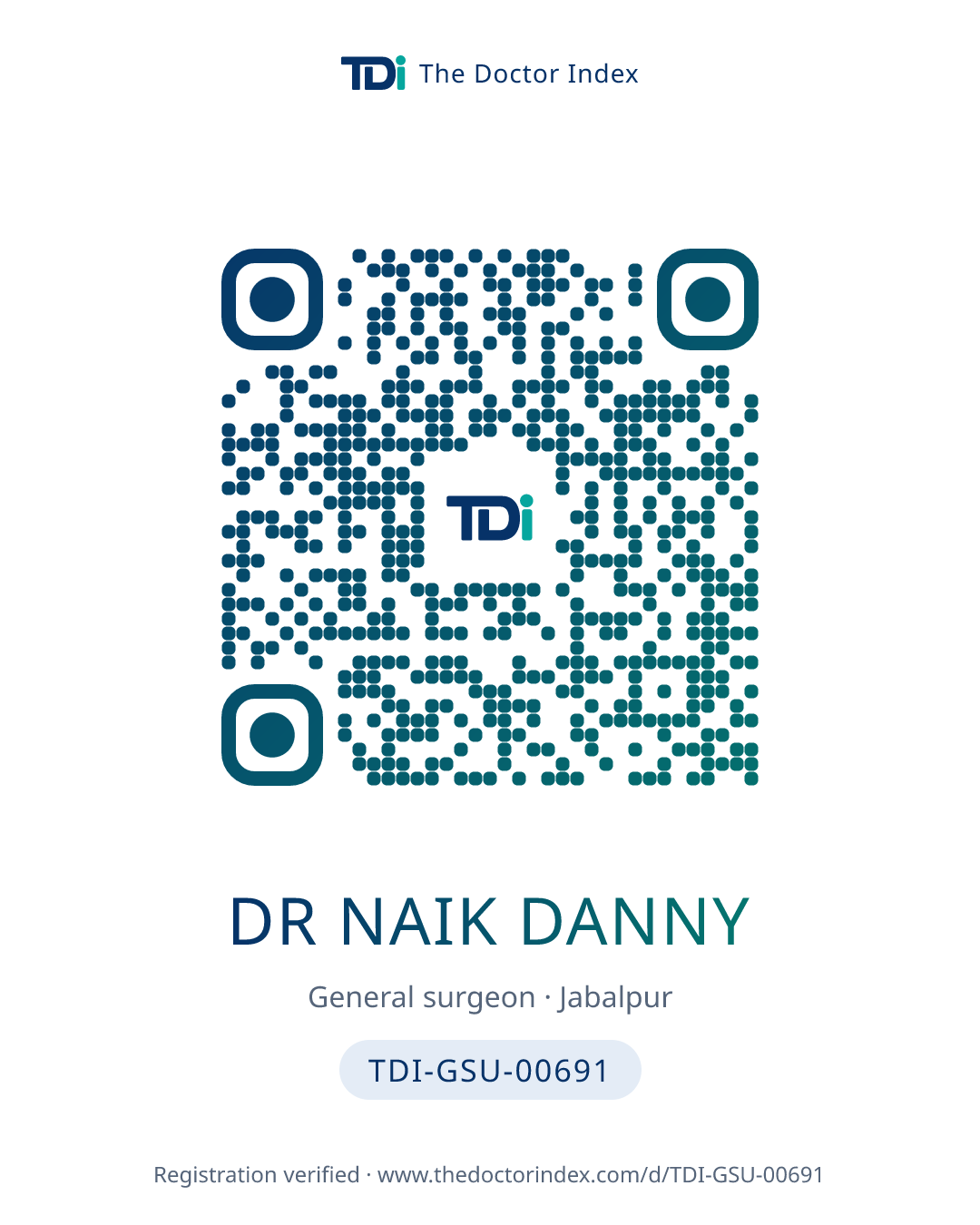 QR card for Dr Naik Danny, TDI-GSU-00691