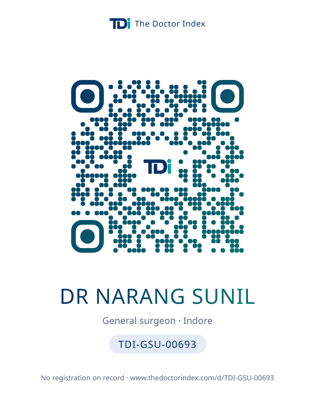 QR card for Dr Narang Sunil, TDI-GSU-00693