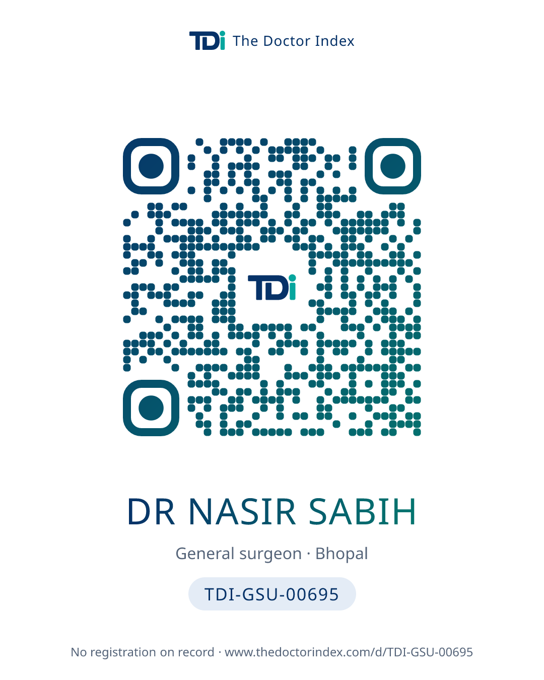 QR card for Dr Nasir Sabih, TDI-GSU-00695