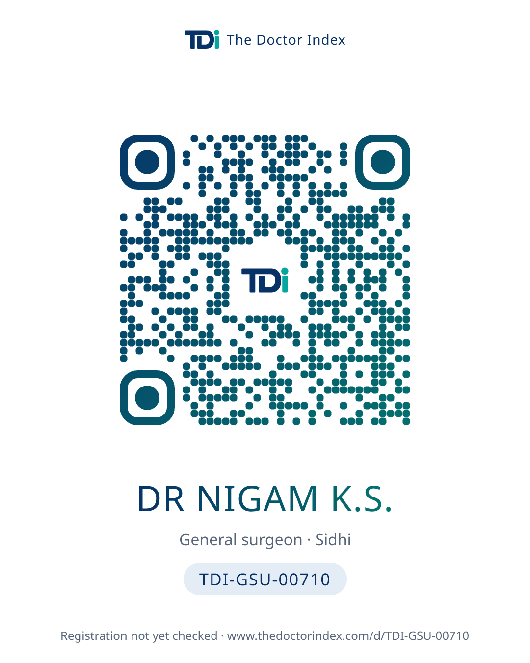 QR card for Dr Nigam K.S., TDI-GSU-00710