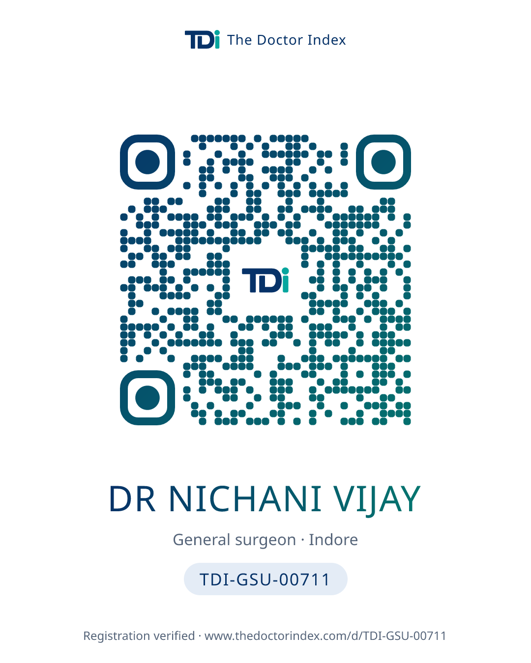 QR card for Dr Nichani Vijay, TDI-GSU-00711