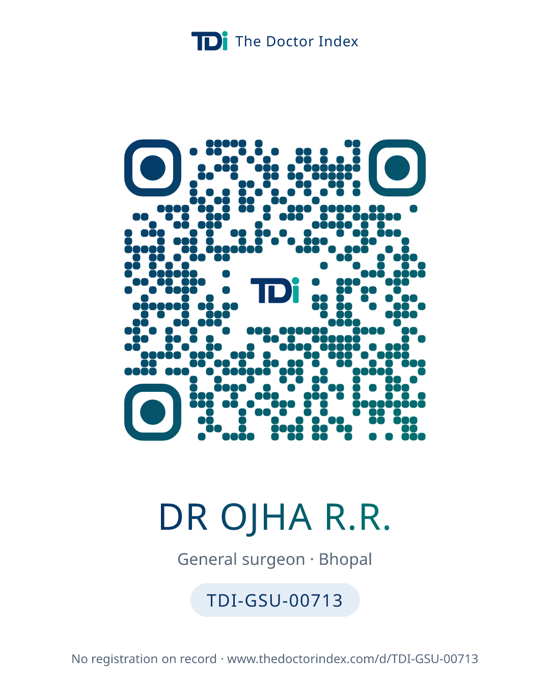 QR card for Dr Ojha R.R., TDI-GSU-00713