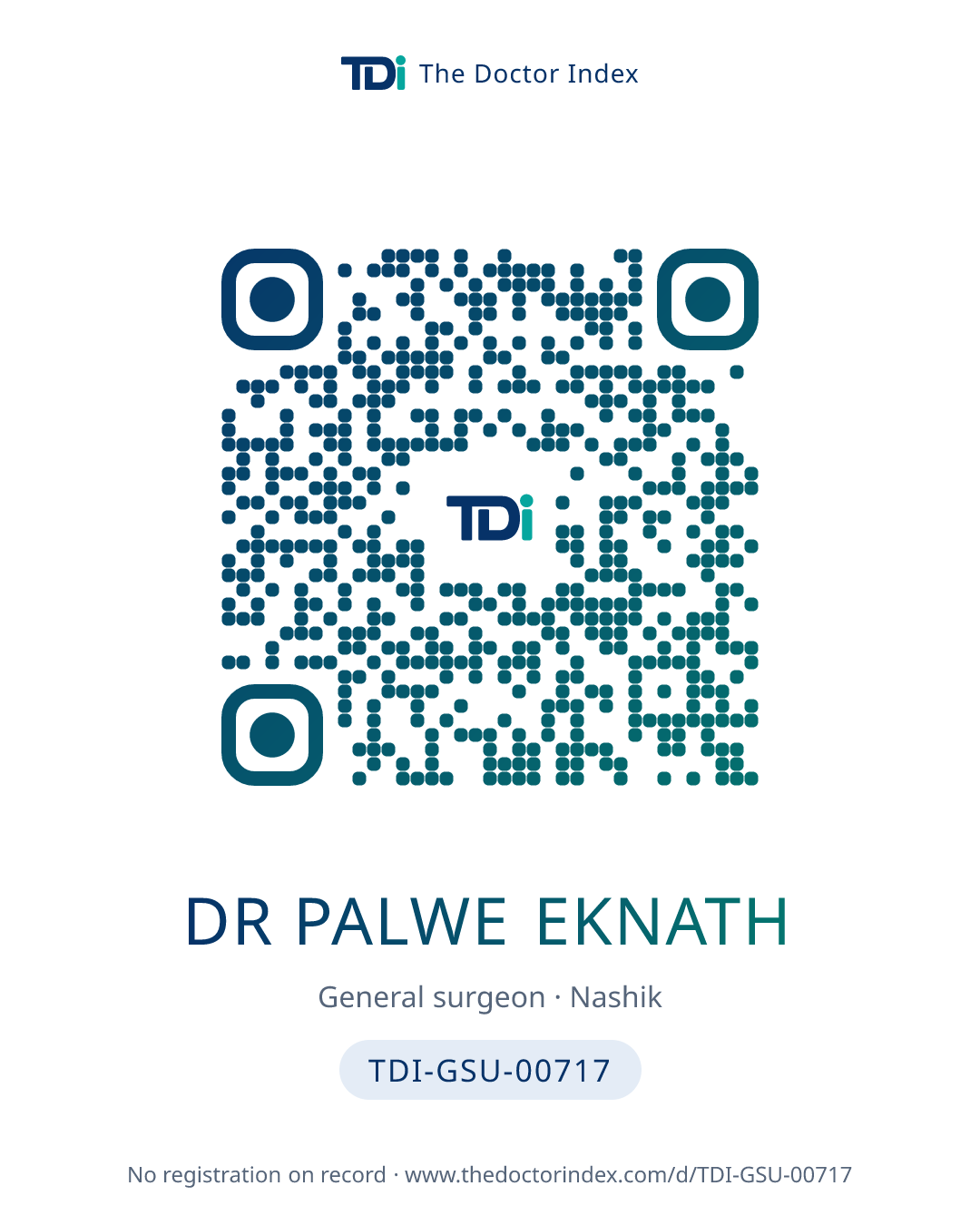 QR card for Dr Palwe Eknath, TDI-GSU-00717