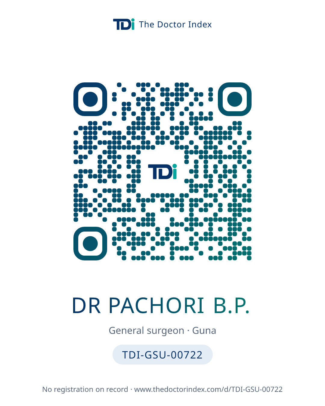 QR card for Dr Pachori B.P., TDI-GSU-00722