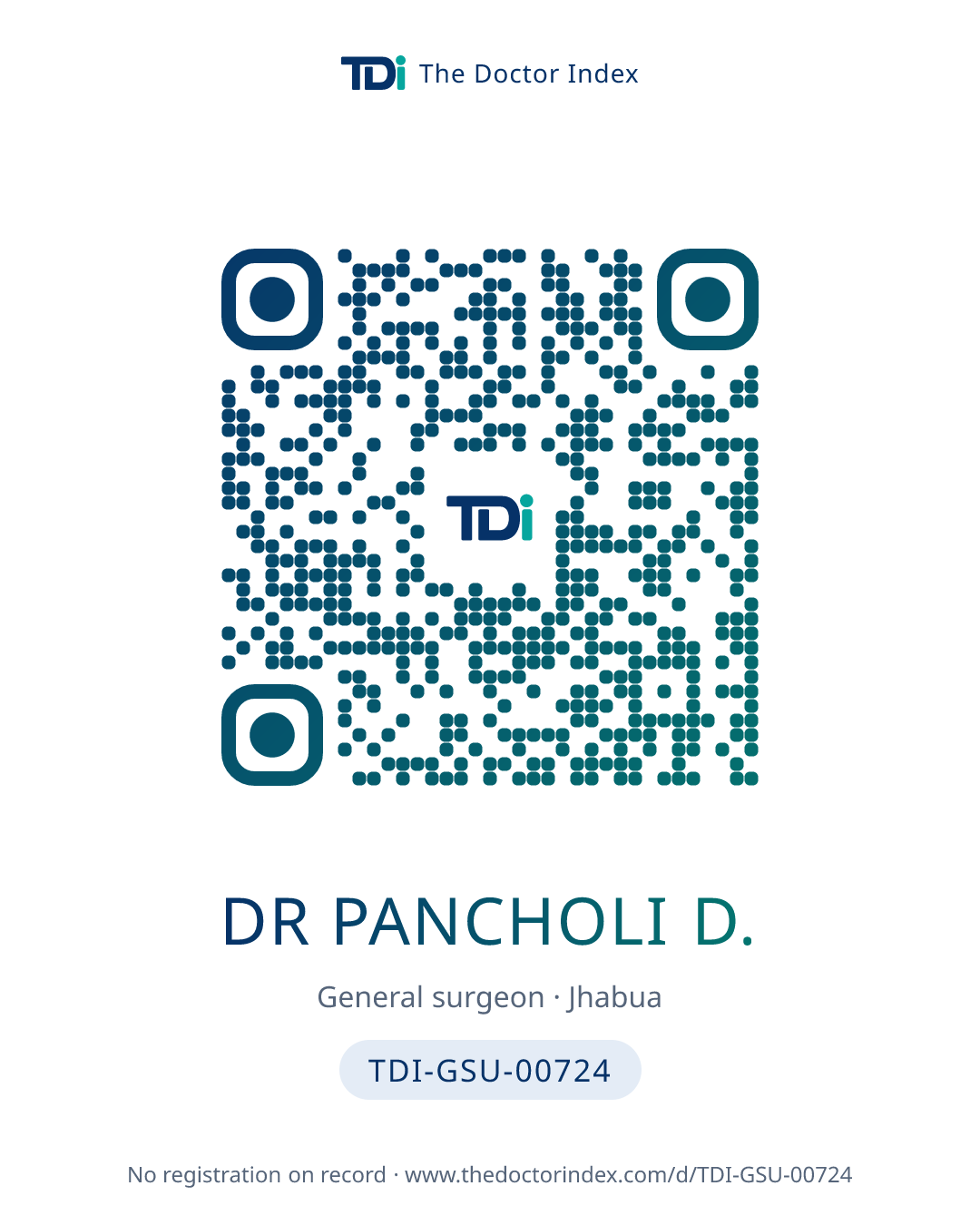 QR card for Dr Pancholi D., TDI-GSU-00724