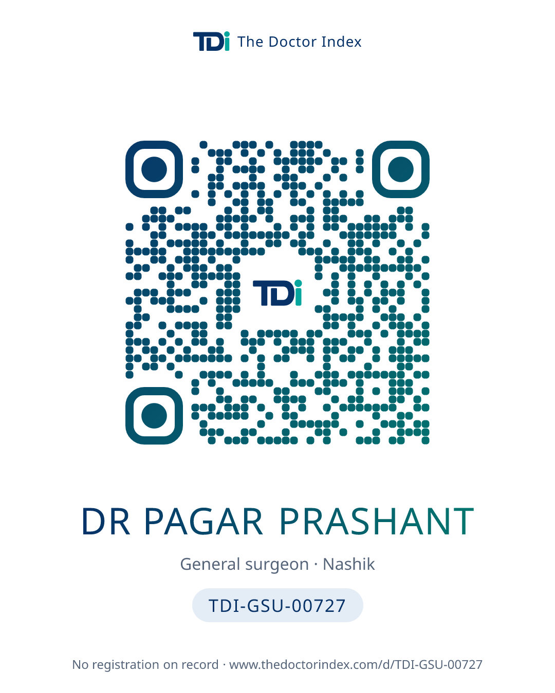 QR card for Dr Pagar Prashant, TDI-GSU-00727