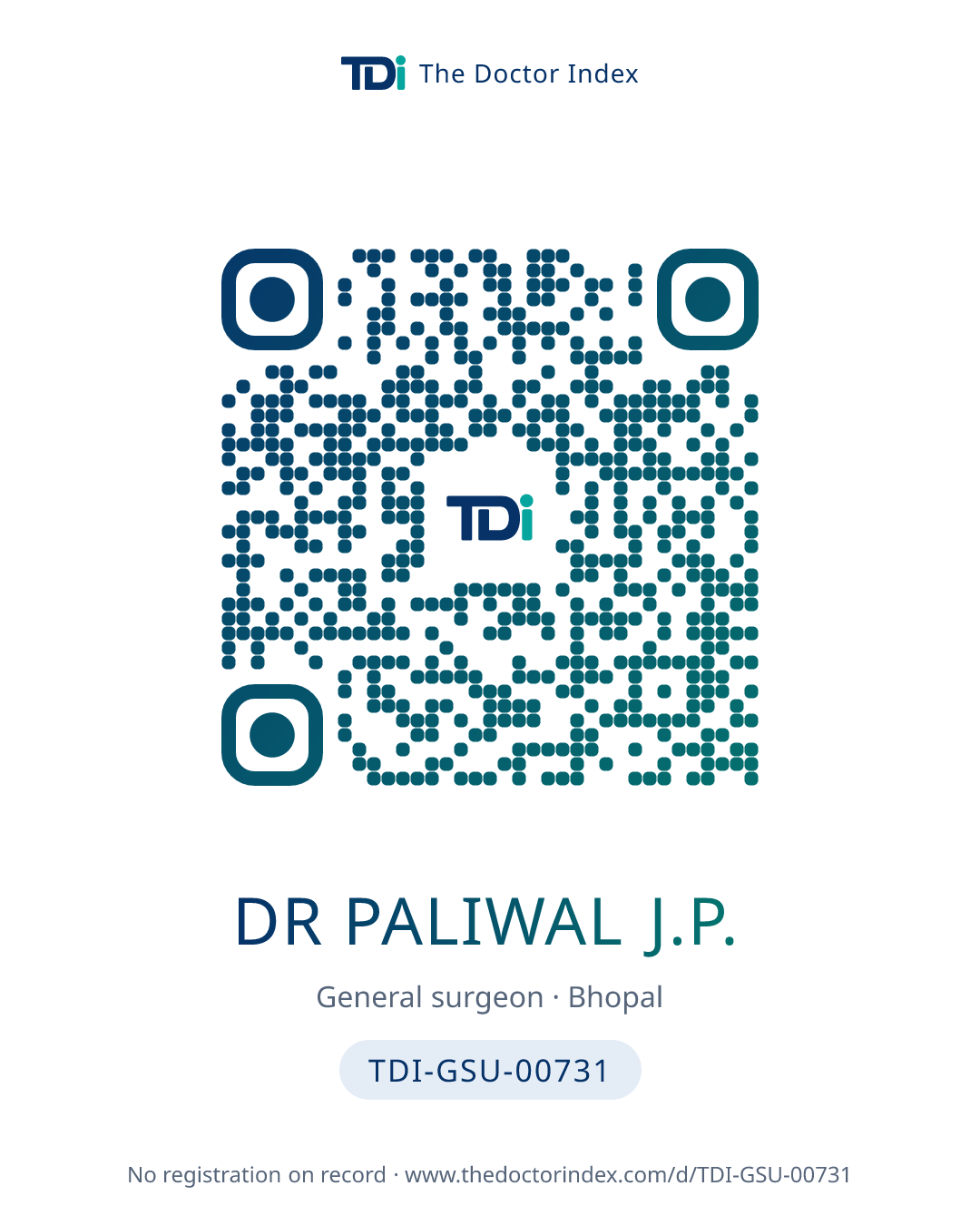 QR card for Dr Paliwal J.P., TDI-GSU-00731