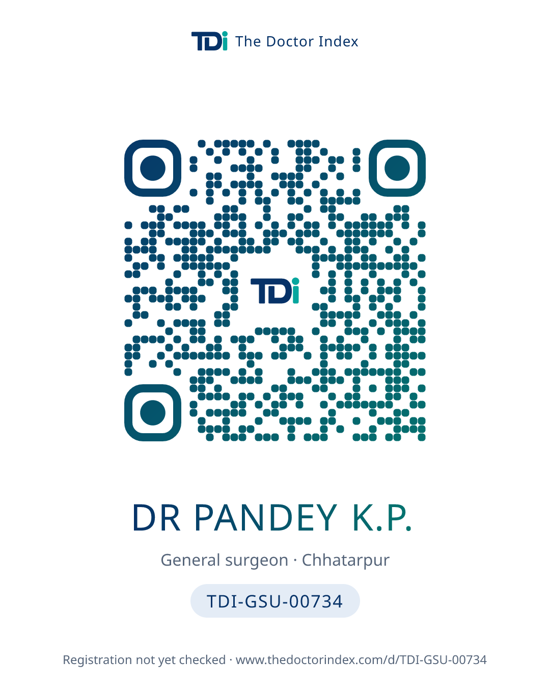 QR card for Dr Pandey K.P., TDI-GSU-00734