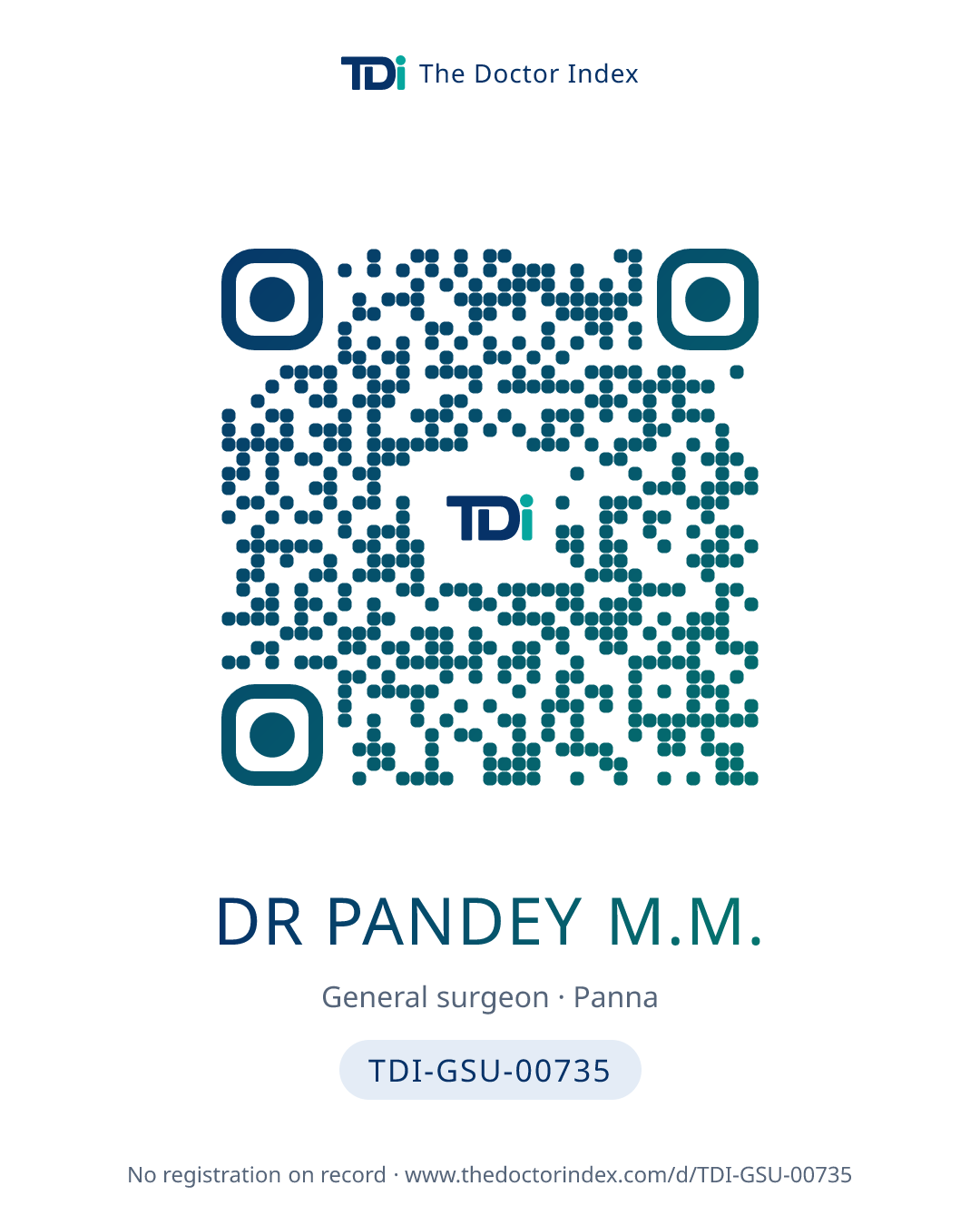 QR card for Dr Pandey M.M., TDI-GSU-00735